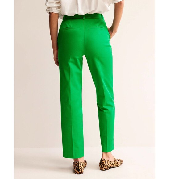 Boden Kew Bi Stretch Pants Green Womens US 2 Long Cotton Tapered Straight Ankle - Picture 3 of 16